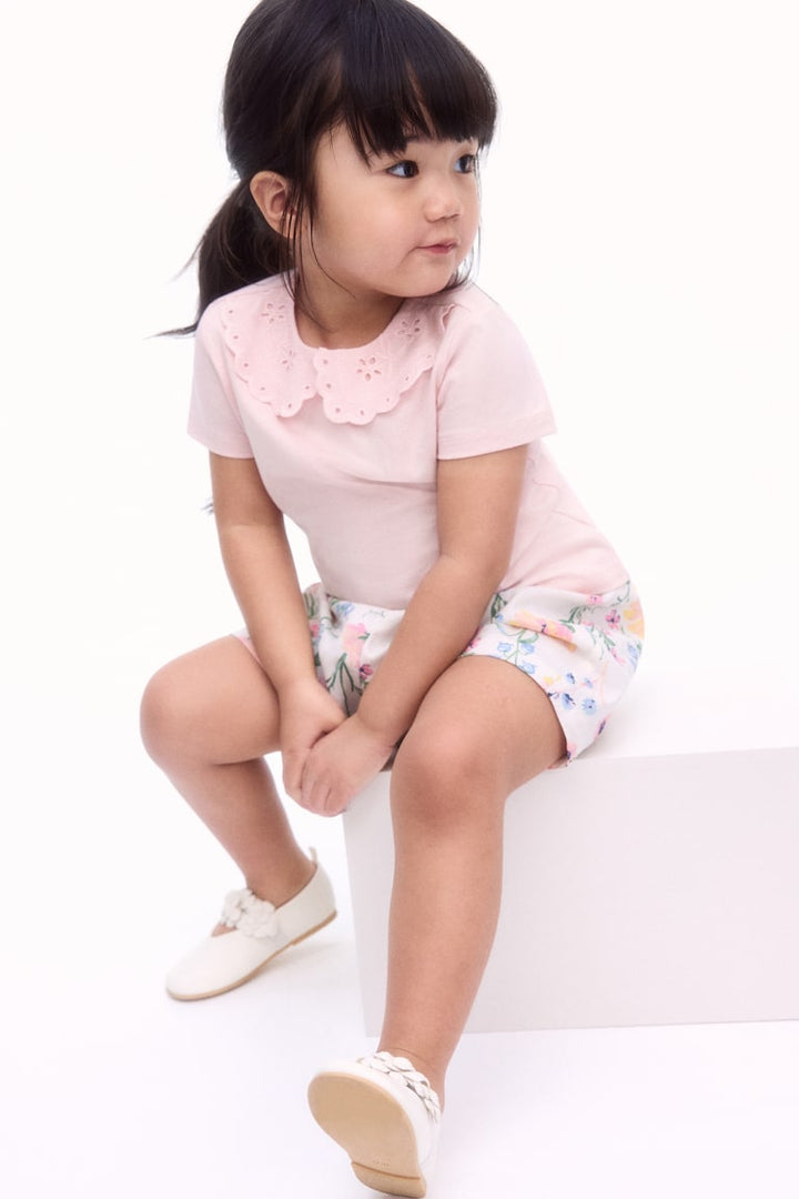 H&M Top with Eyelet-Embroidered Collar