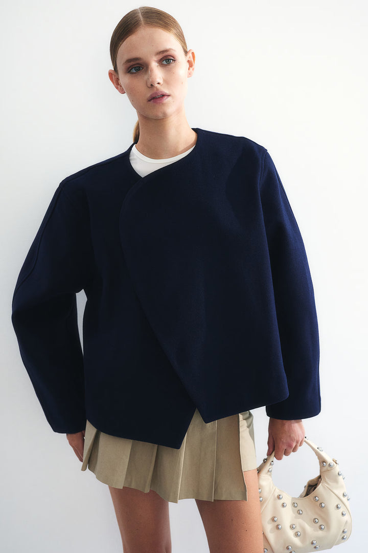 H&M Felted Jacket with Shawl Collar