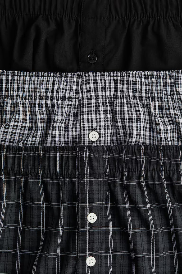 H&M 3-pack Woven Cotton Boxer Shorts