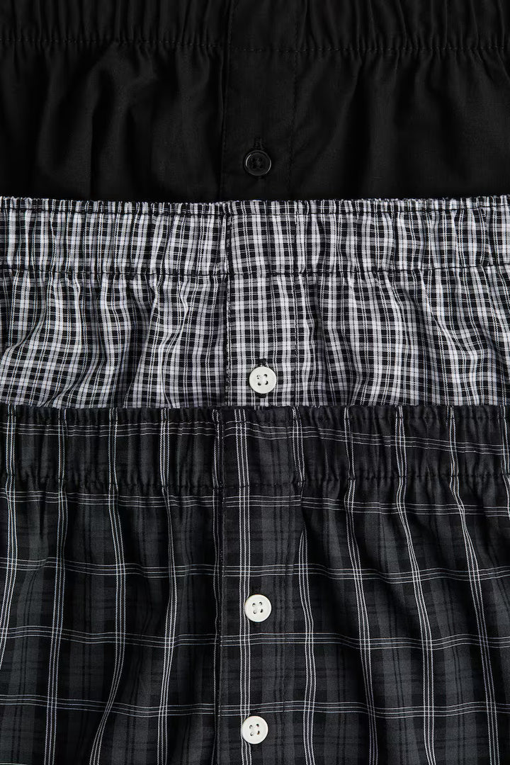 H&M 3-pack Woven Cotton Boxer Shorts