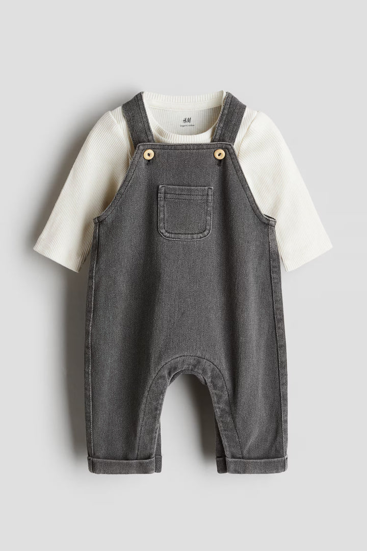 H&M 2-piece Overall and Bodysuit Set