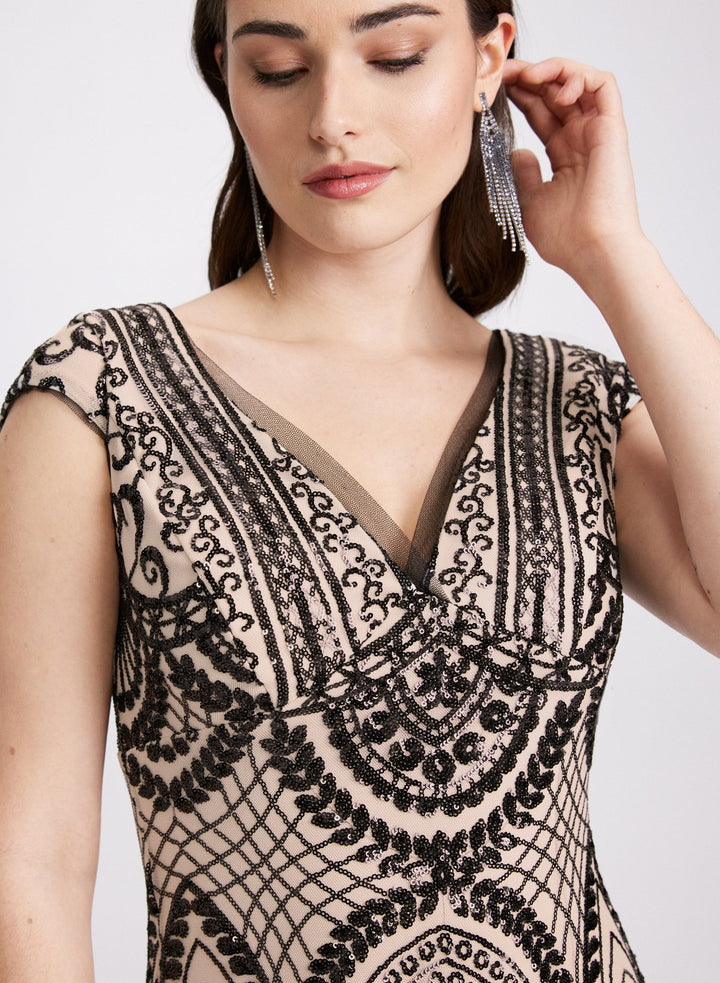 LAURA Sequin Fit & Flare Dress