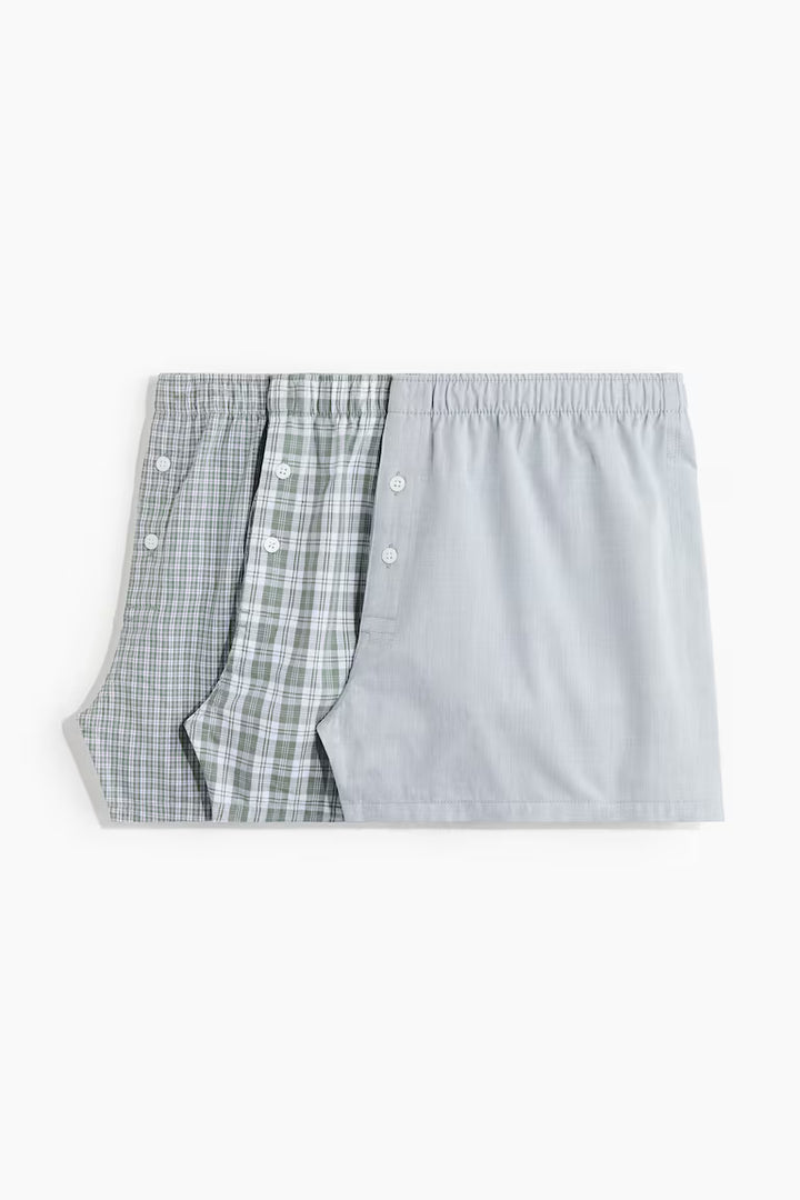 H&M 3-pack Woven Cotton Boxer Shorts