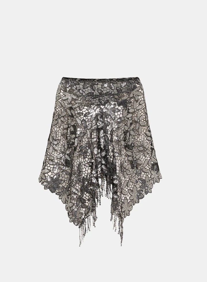 LAURA Embellished Floral Open-Work Wrap