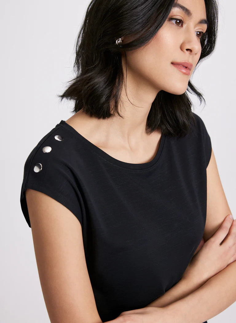 LAURA Metallic Button T-Shirt