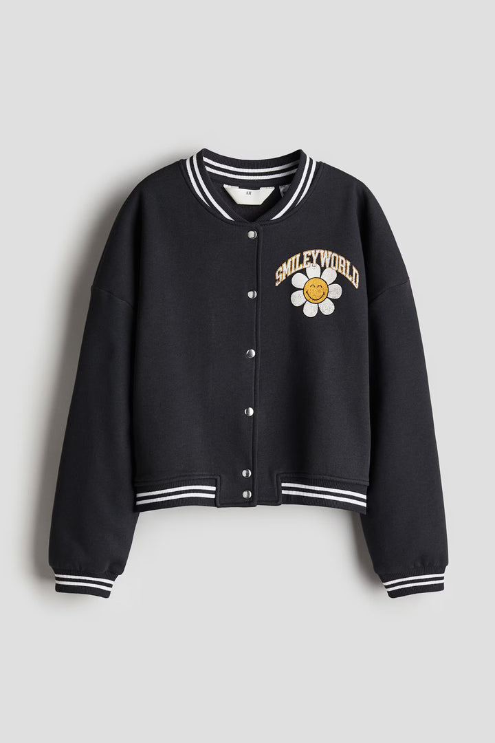 H&M Printed Sweatshirt Baseball Jacket