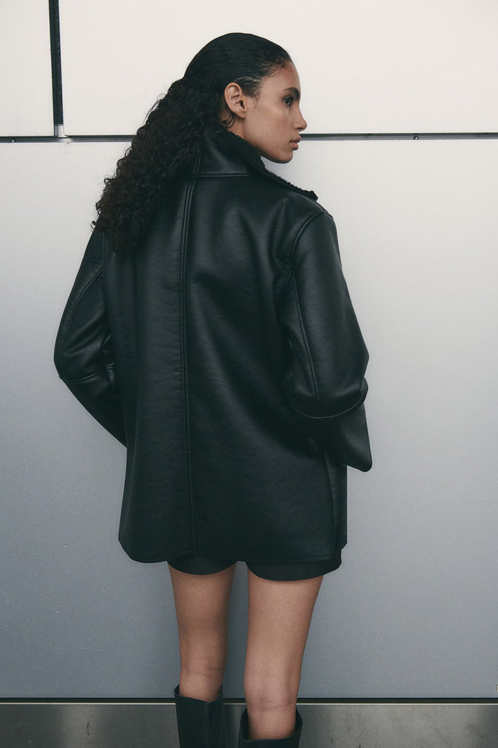 H&M Teddy Fleece-Lined Coated Jacket