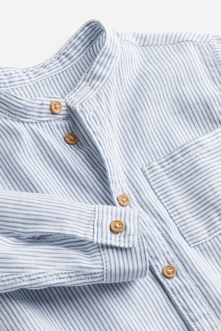 H&M Band-collar Cotton Shirt