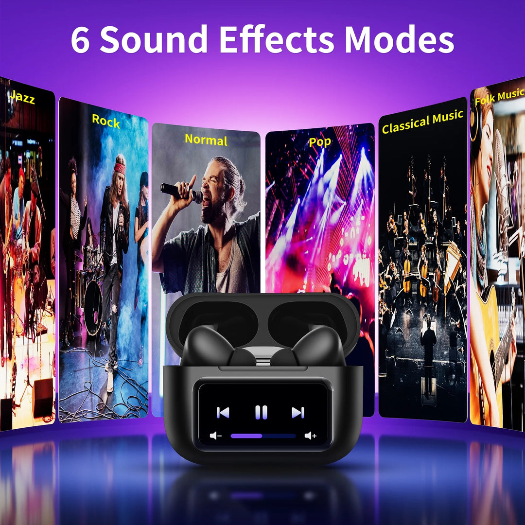 VEAT00L A9 ANC+ENC Earbuds with Smart Touch Screen,Bluetooth 5.4, HiFi Stereo Multiple EQ settings