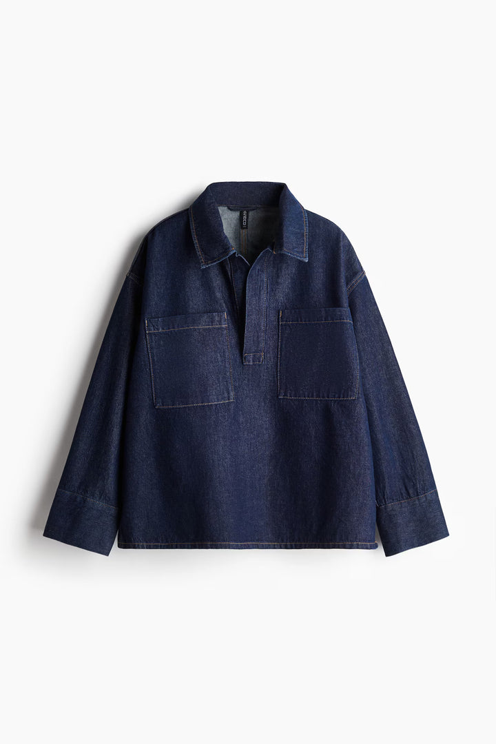 H&M Oversized Pullover Denim Shirt