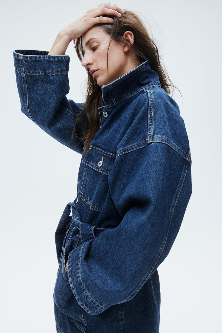 H&M Tie-Belt Denim Jacket