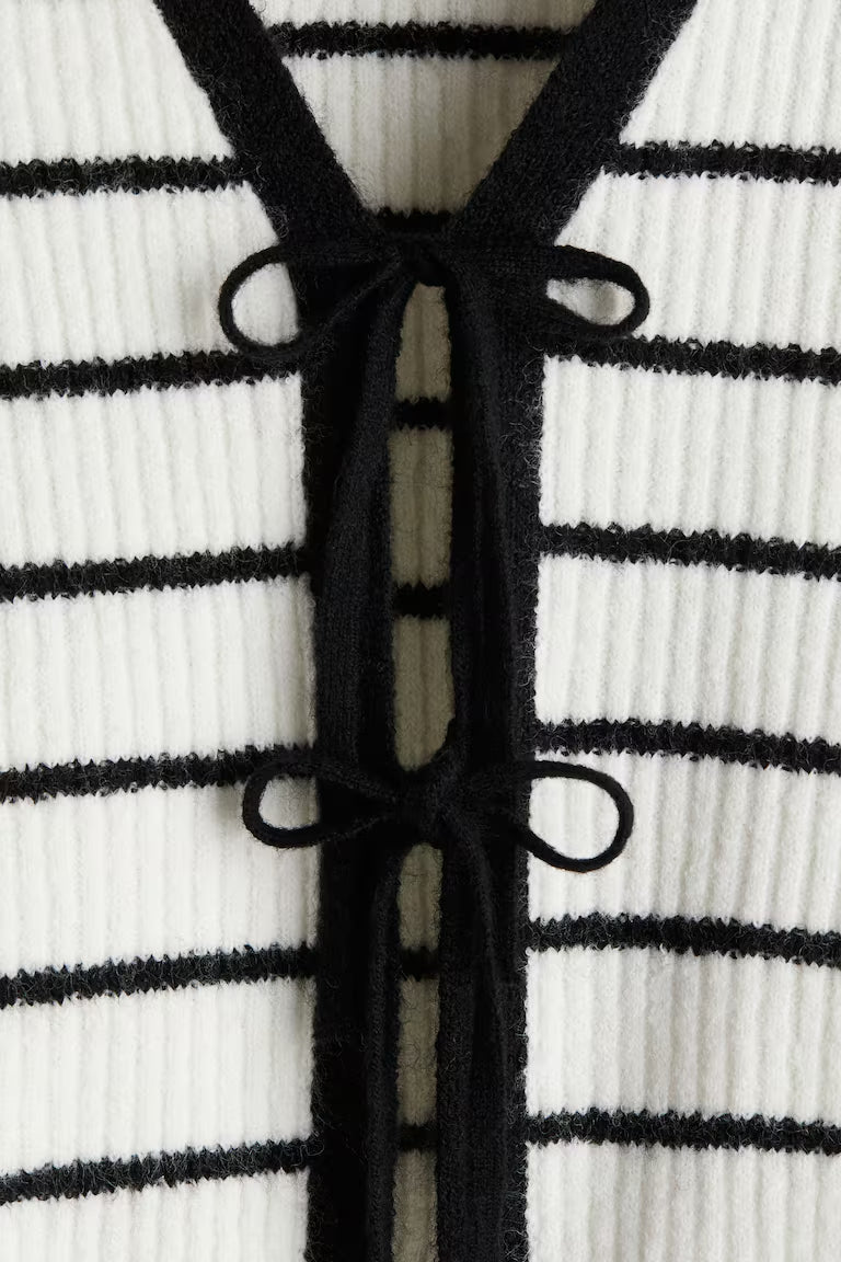 H&M TIE-DETAIL RIB-KNIT TOP