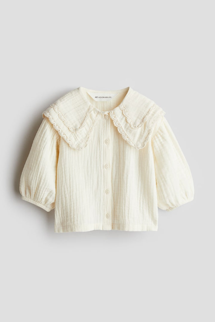 H&M Lace-Trimmed Muslin Blouse