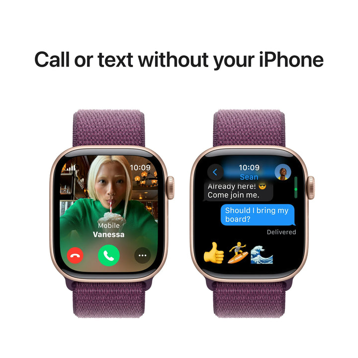 Apple Watch Series 10 GPS + Cellular 46mm Rose Gold Aluminum Case with Plum Sport Loop