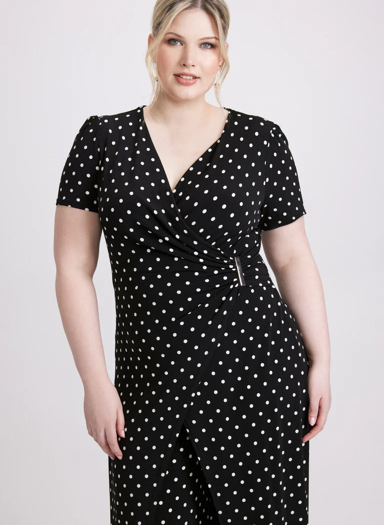 LAURA Joseph Ribkoff - Wrap-Over Polka Dot Jumpsuit