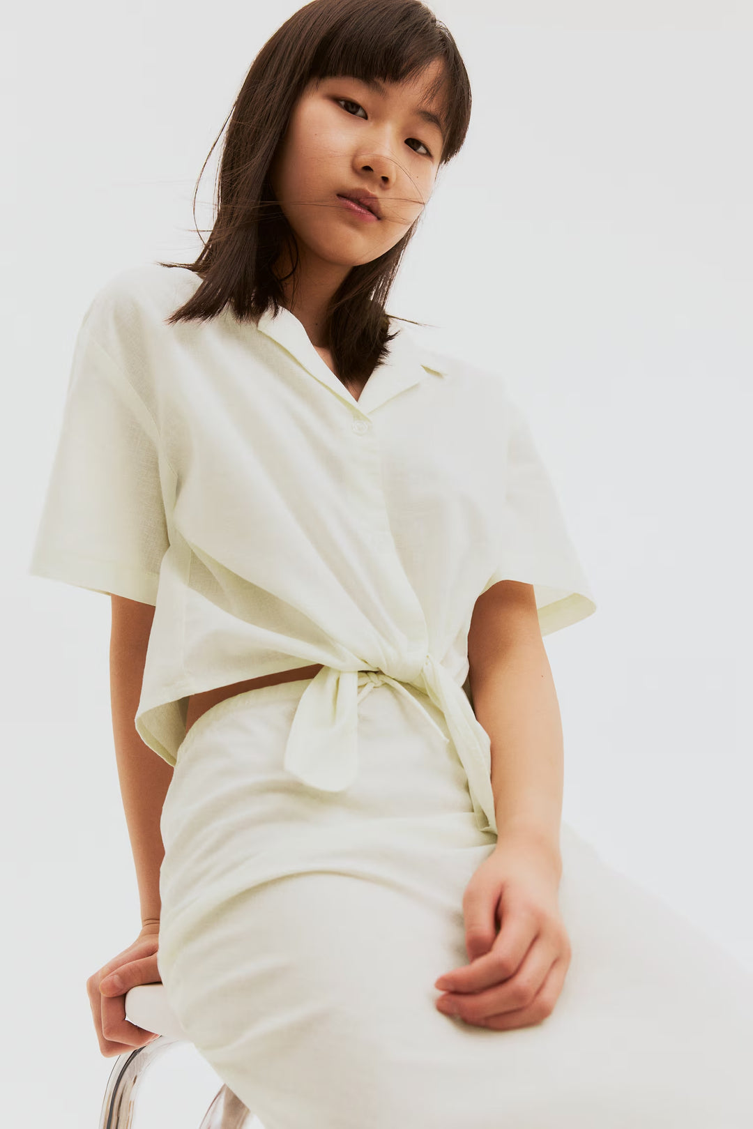 H&M Knot-Detail Cropped Shirt