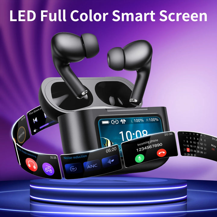 VEAT00L A9 ANC+ENC Earbuds with Smart Touch Screen,Bluetooth 5.4, HiFi Stereo Multiple EQ settings