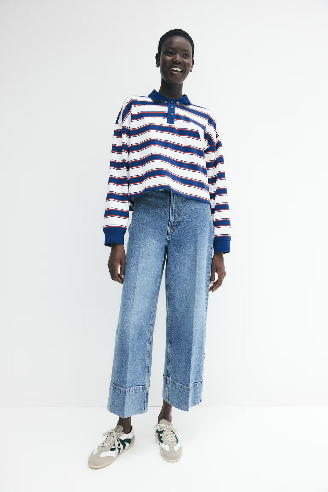 H&M High Rise Wide Leg Cropped Jeans