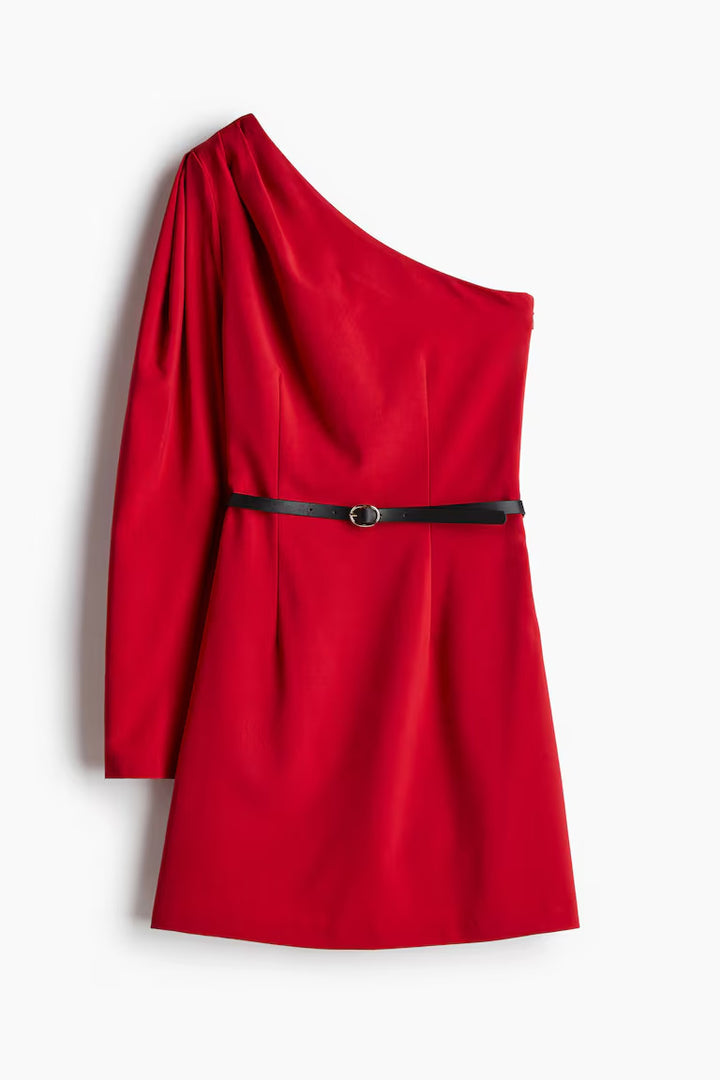 H&M Belted One-Shoulder Dress