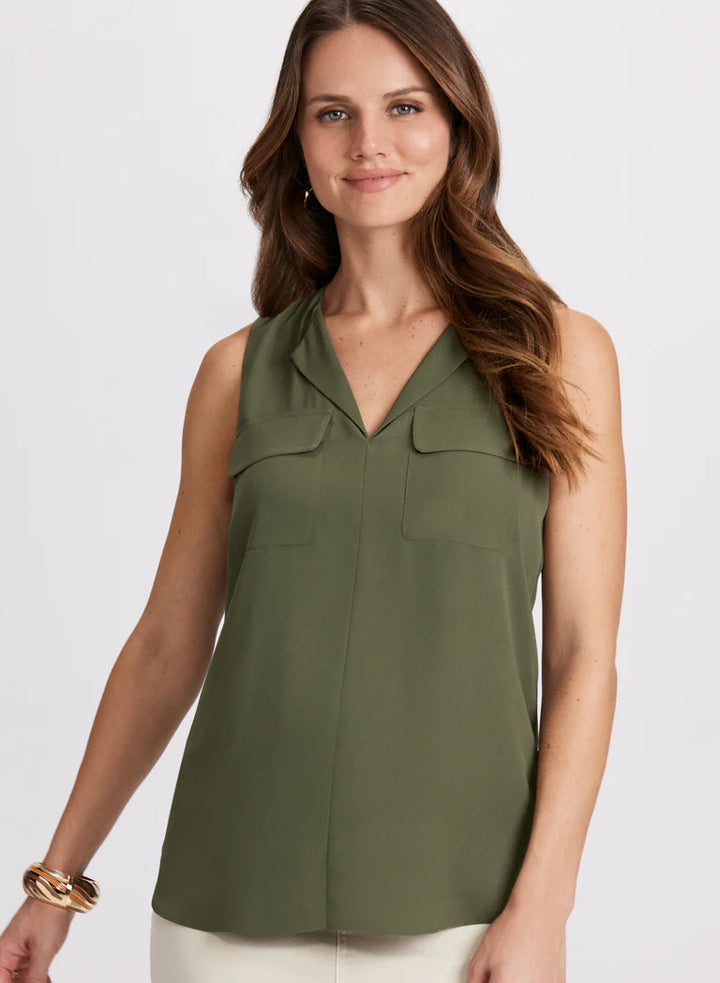 LAURA Sleeveless Pocket Blouse