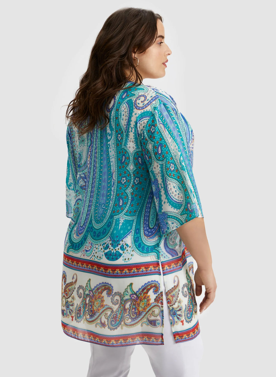 LAURA Paisley Print Open Front Tunic