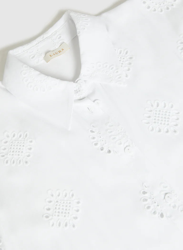 LAURA Embroidered Button-Down Blouse