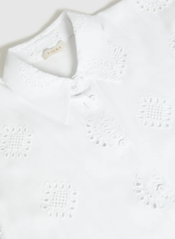 LAURA Embroidered Button-Down Blouse