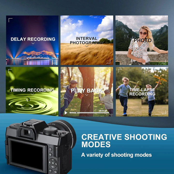 NBD 4K Digital Camera for Photography and Vlogging, 48MP Video Camera with Microphone, Tripod Grip, Wide-Angle and Macro Lens