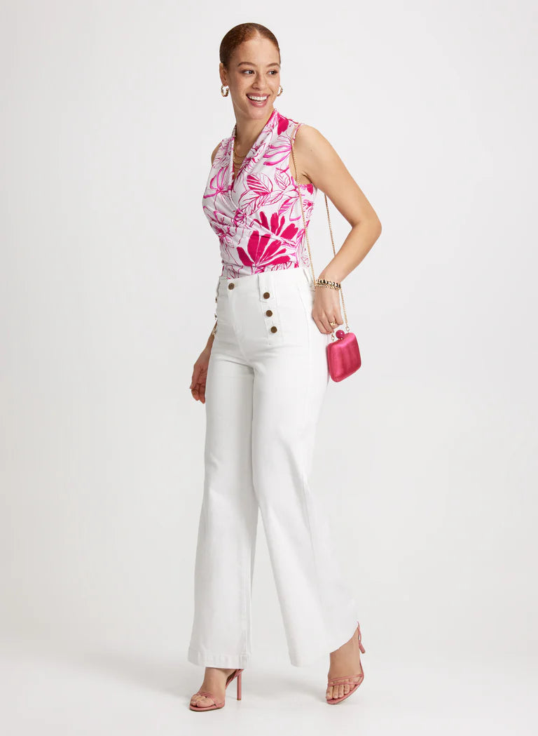 LAURA Floral Criss-Cross Neckline Top