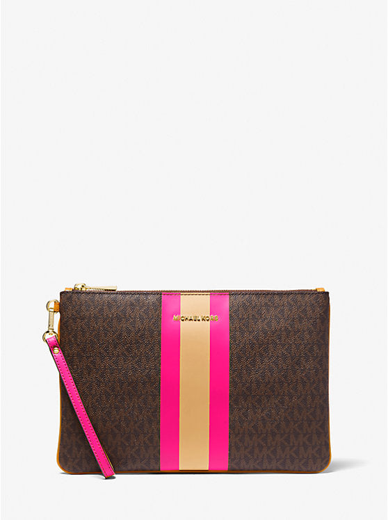 Michael Kors Large Logo Stripe Zip Pouch