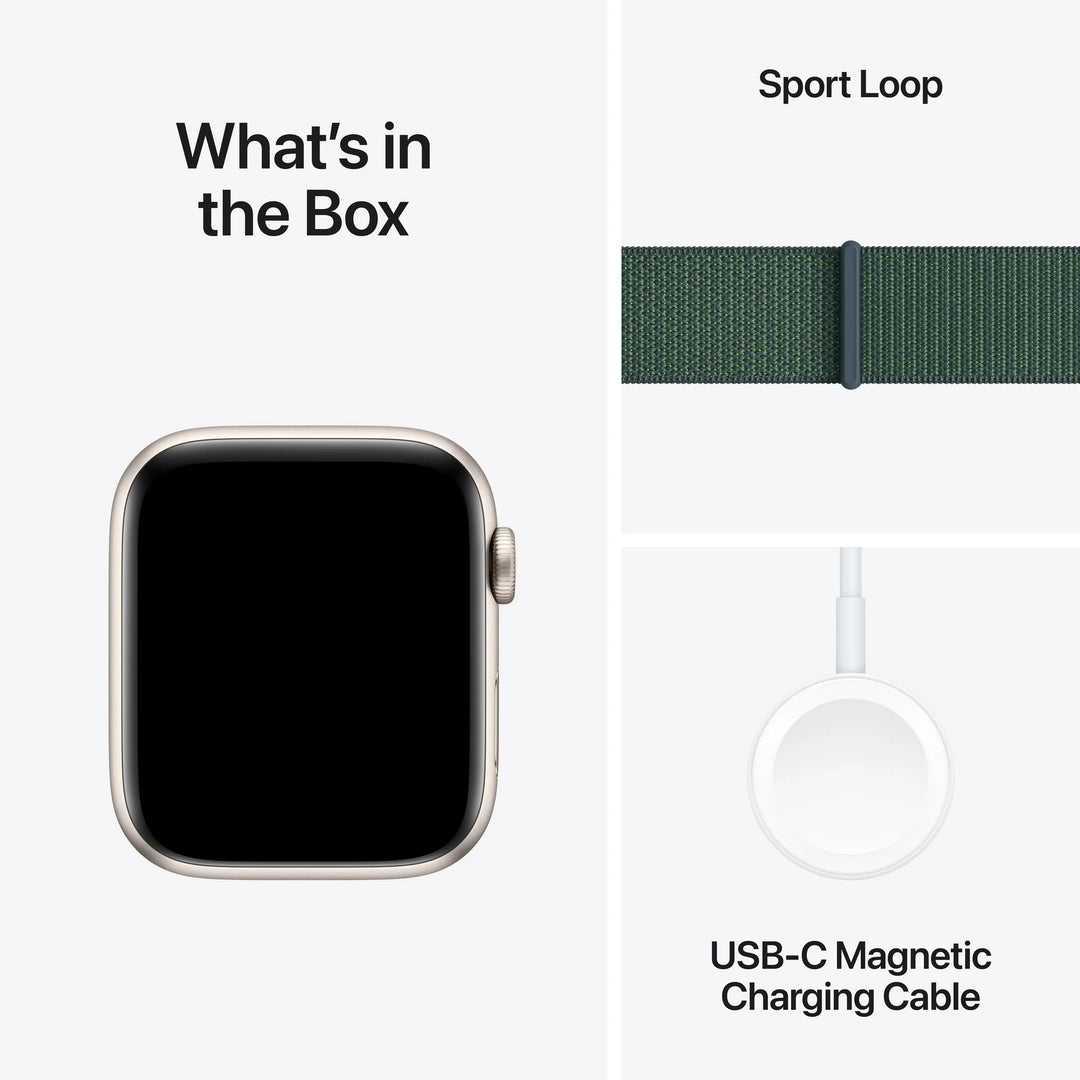 Apple Watch SE (2nd Gen) [GPS + Cellular] Smartwatch with 44mm Starlight Aluminum Case with Lake Green Sport Loop. Fitness & Sleep Tracker, Crash Detection, Heart Rate Monitor