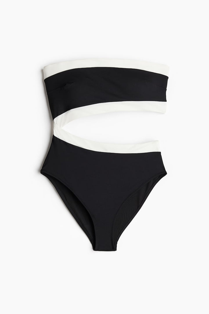 H&M Padded-Cup Bandeau Swimsuit with Cutout