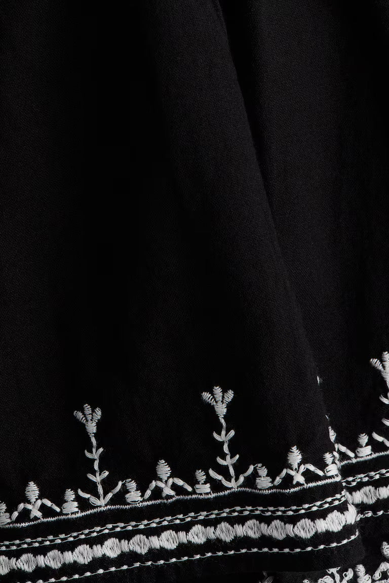 H&M EMBROIDERED COTTON SKIRT