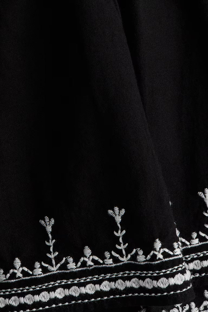H&M EMBROIDERED COTTON SKIRT