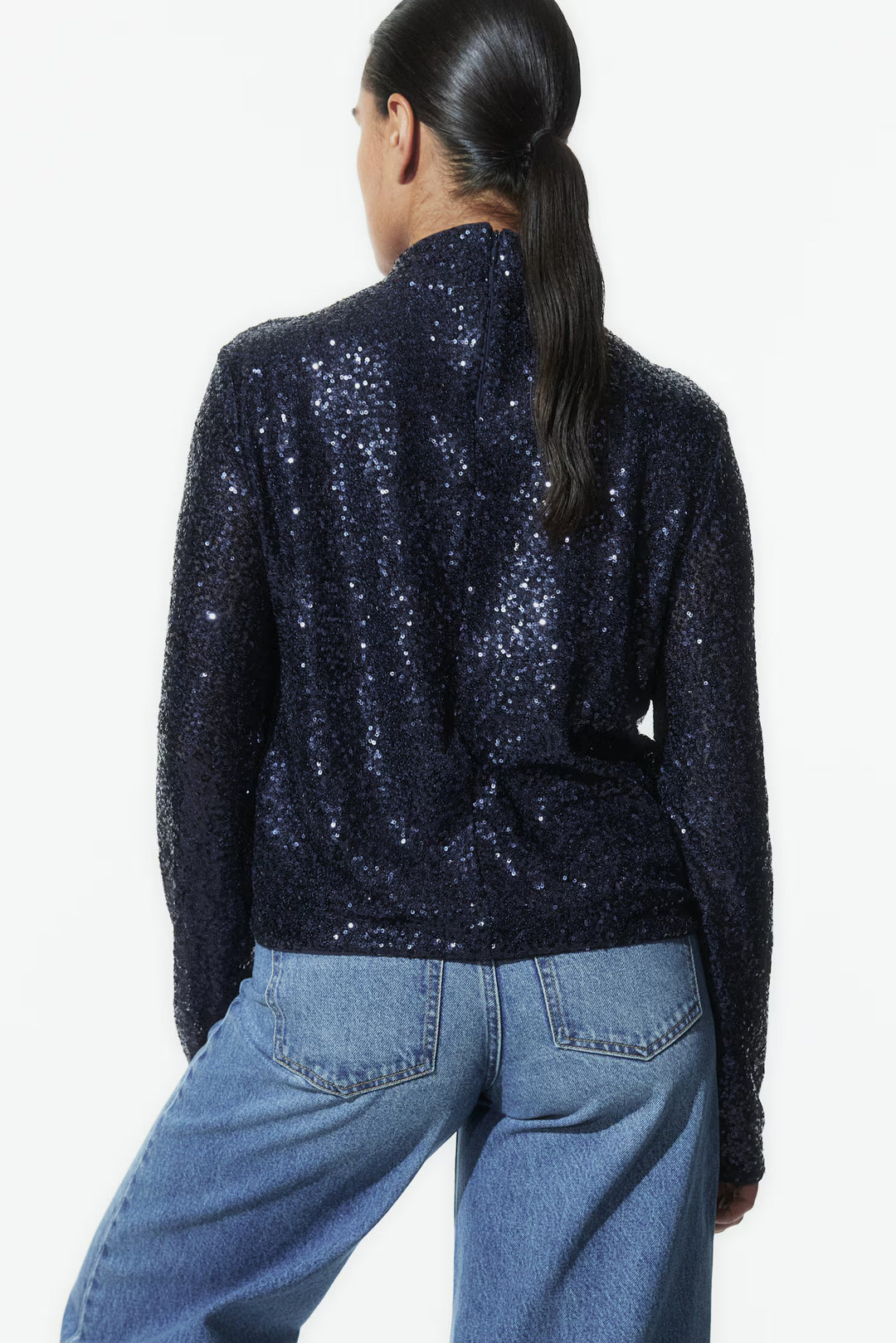 H&M Sequined Mock Turtleneck Top