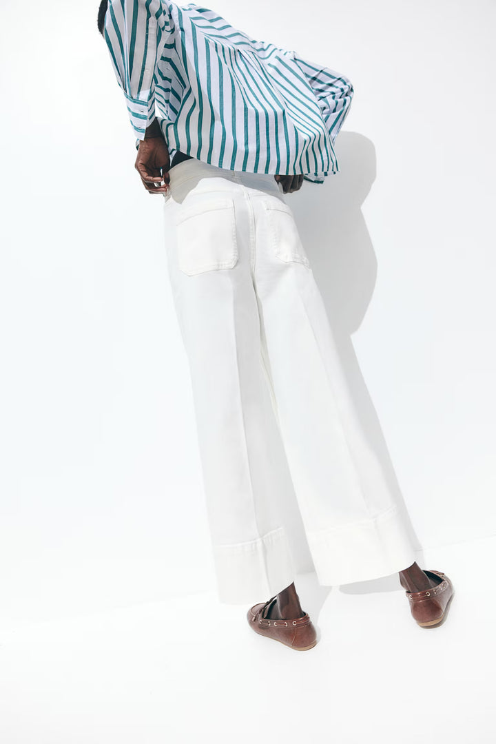 H&M High Rise Wide Leg Cropped Jeans