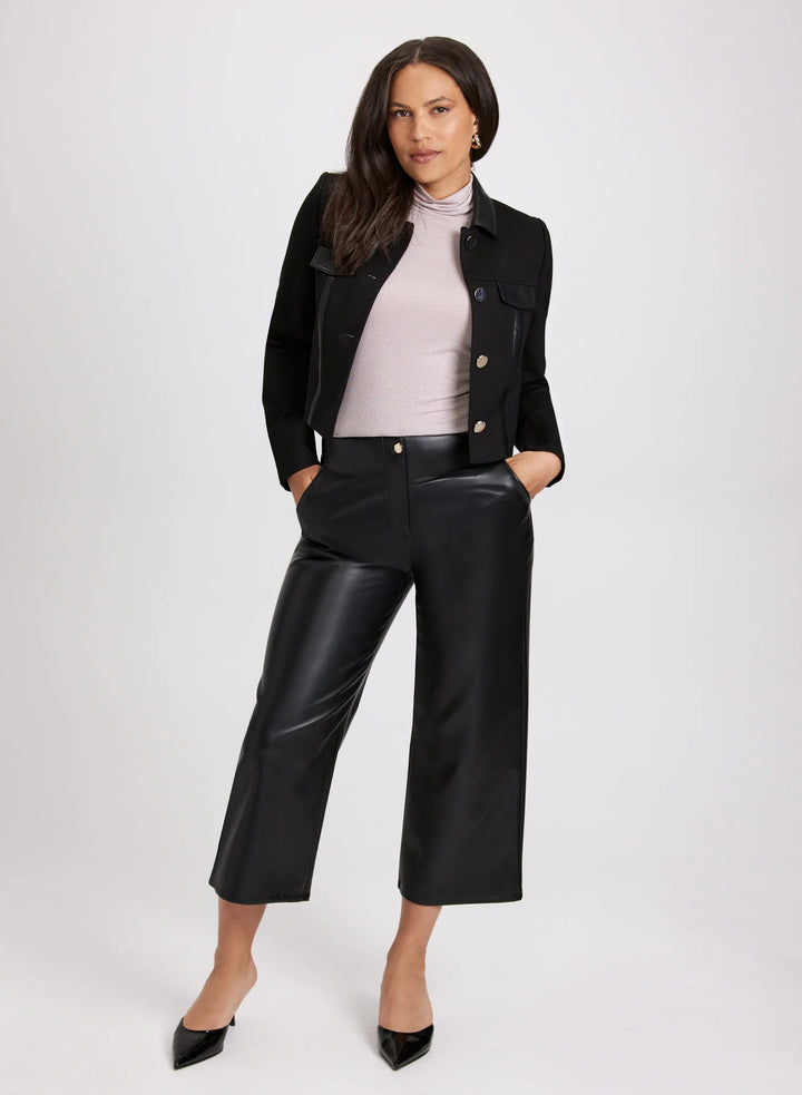 LAURA Vegan Leather Detail Cropped Jacket