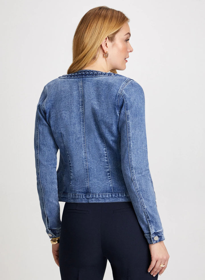LAURA Braid Trim Denim Jacket