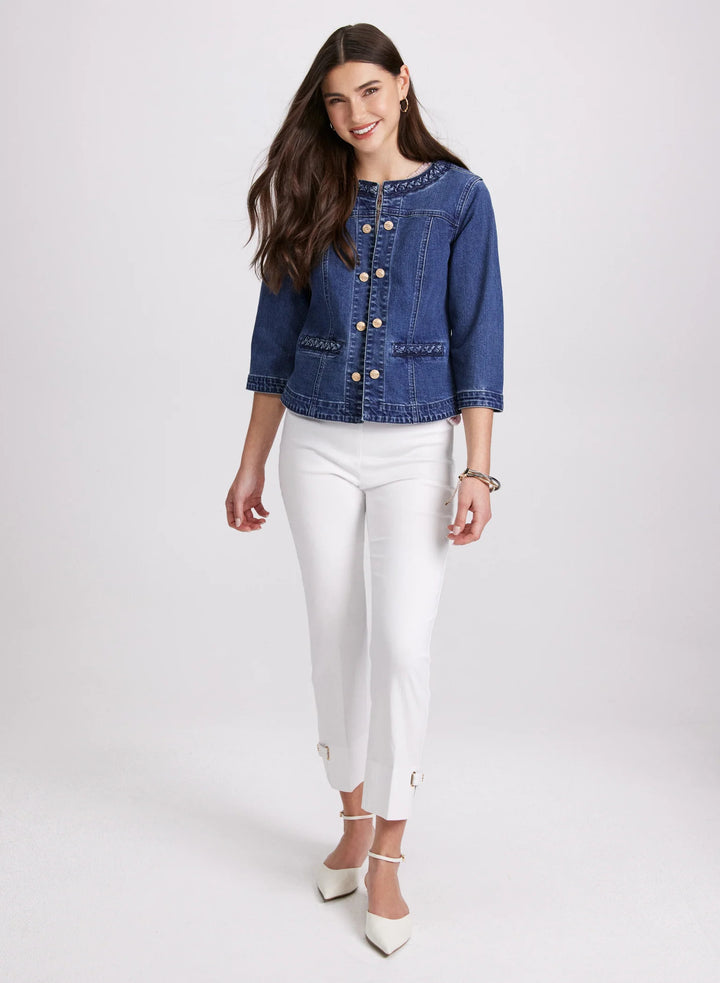 LAURA Braided Trim Denim Jacket
