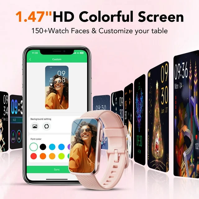 Tikland 2025 New Fitness Tracker, 1.47" Smartwatch with 24 Modos Deportivos, Step Counter, Answer/Make Calls, IP68 Waterproof Activity Trackers Compatible with Android and iPhone