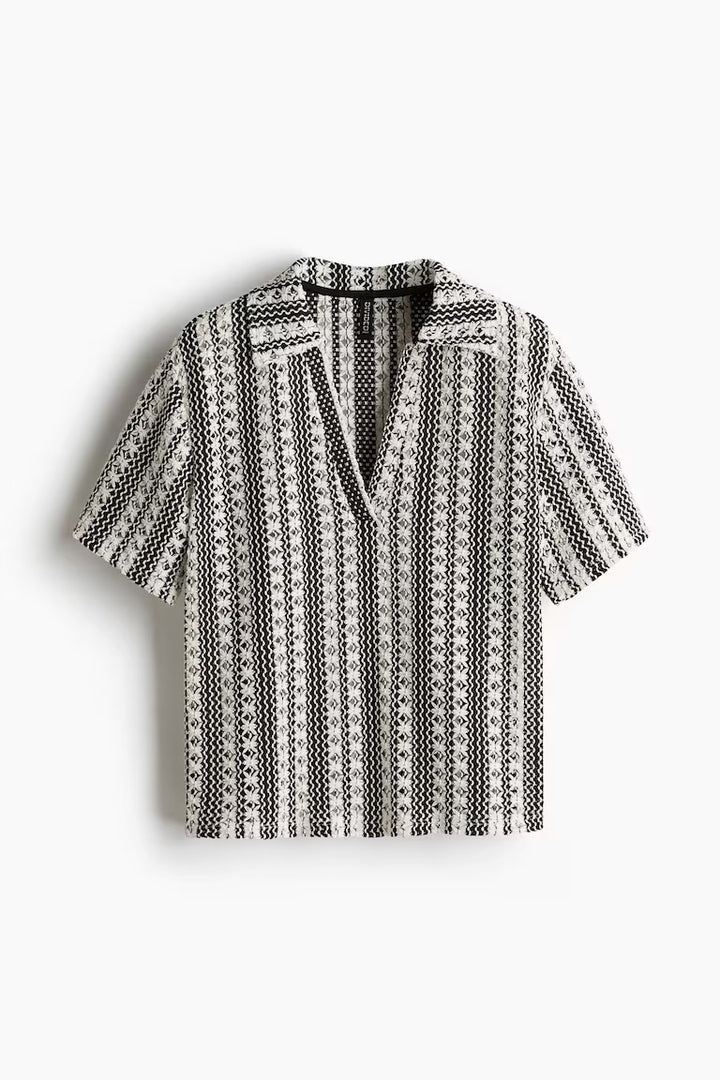 H&M Hole-Patterned Top with Collar