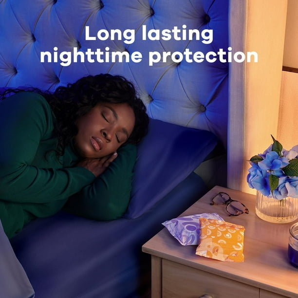 Tampax Always Maxi Overnight Pads with Wings for Women, Size 4, Overnight Absorbency, Unscented, 33CT