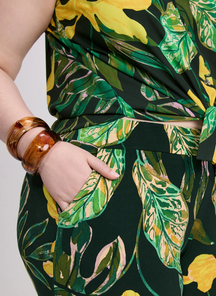 LAURA Palm Print Wide-Leg Pants