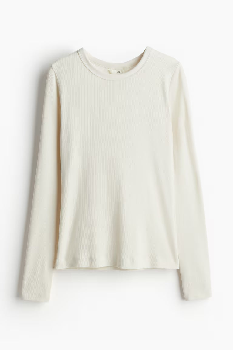 H&M RIBBED MODAL-BLEND TOP