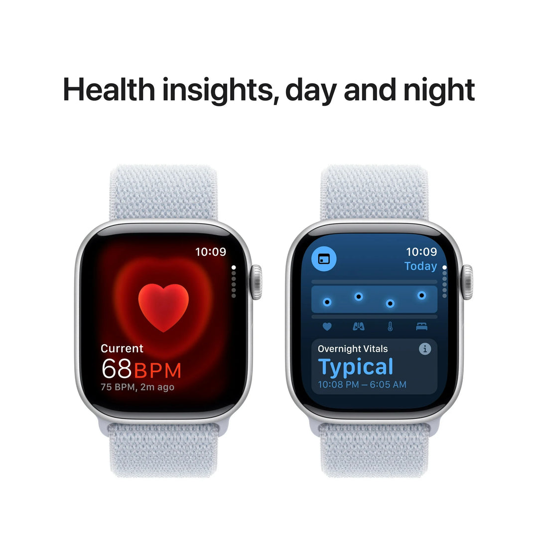 Apple Watch Series 10 GPS + Cellular 46mm Silver Aluminum Case with Blue Cloud Sport Loop