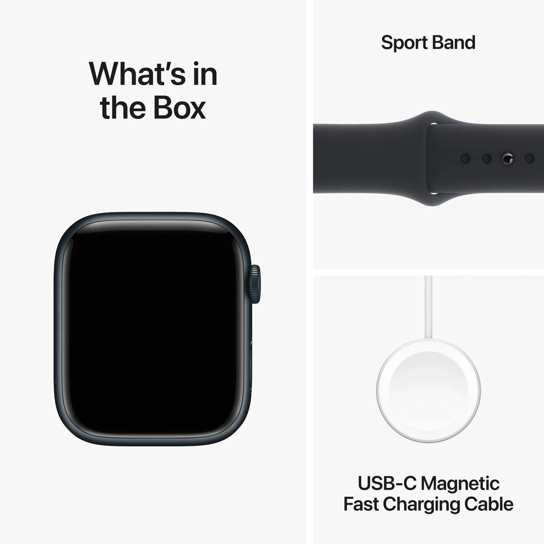 Apple Watch Series 9 [GPS 45mm] Smartwatch with Midnight Aluminum Case and Midnight Sport Band - M/L. Fitness Tracker, ECG Apps, Always-On Retina Display, Water Resistant