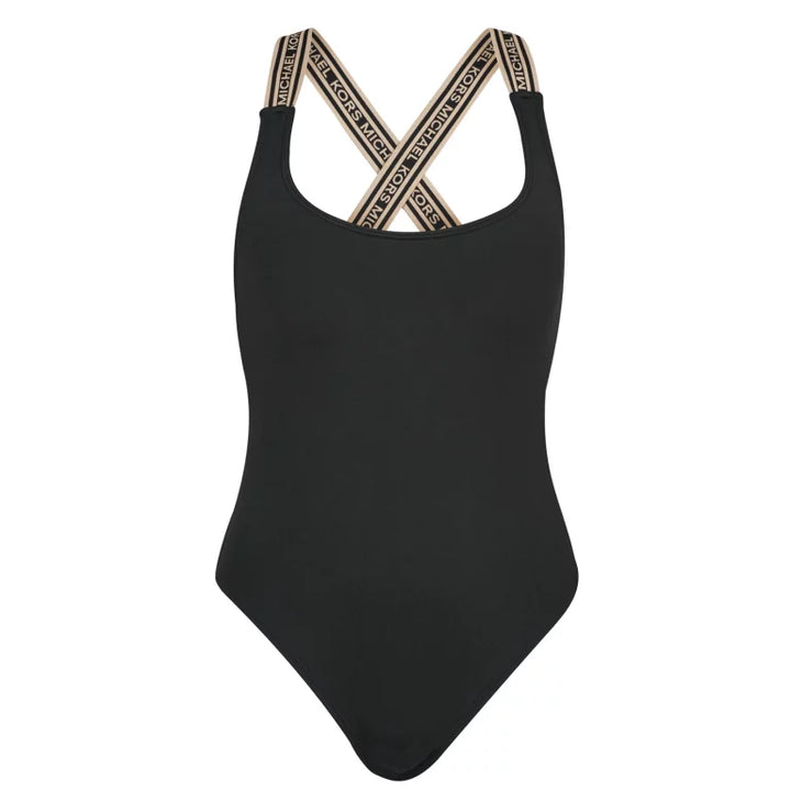 Michael Kors Logo Scoop Neck One Piece Swimsuit