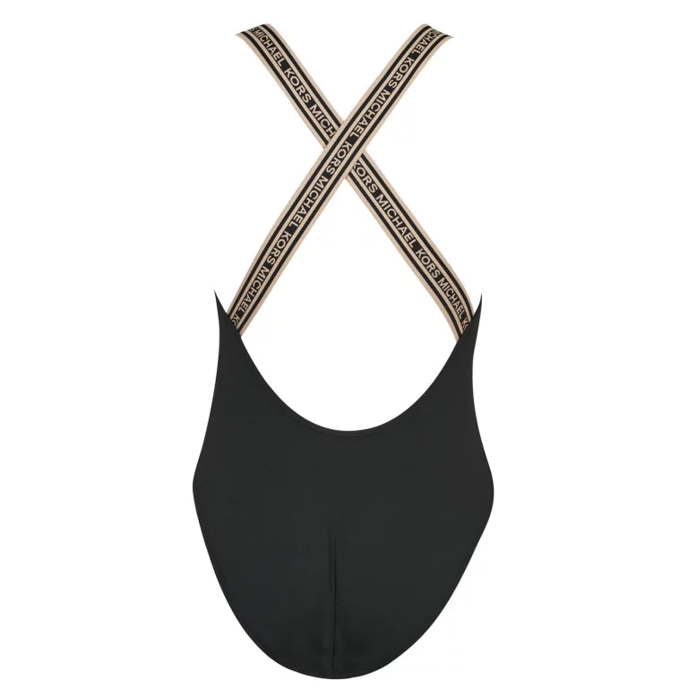 Michael Kors Logo Scoop Neck One Piece Swimsuit