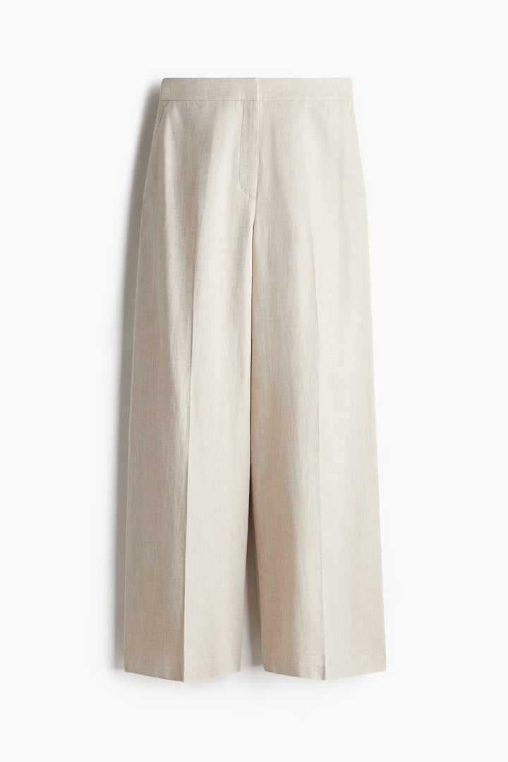 H&M Wide-Leg Linen-Blend Pants
