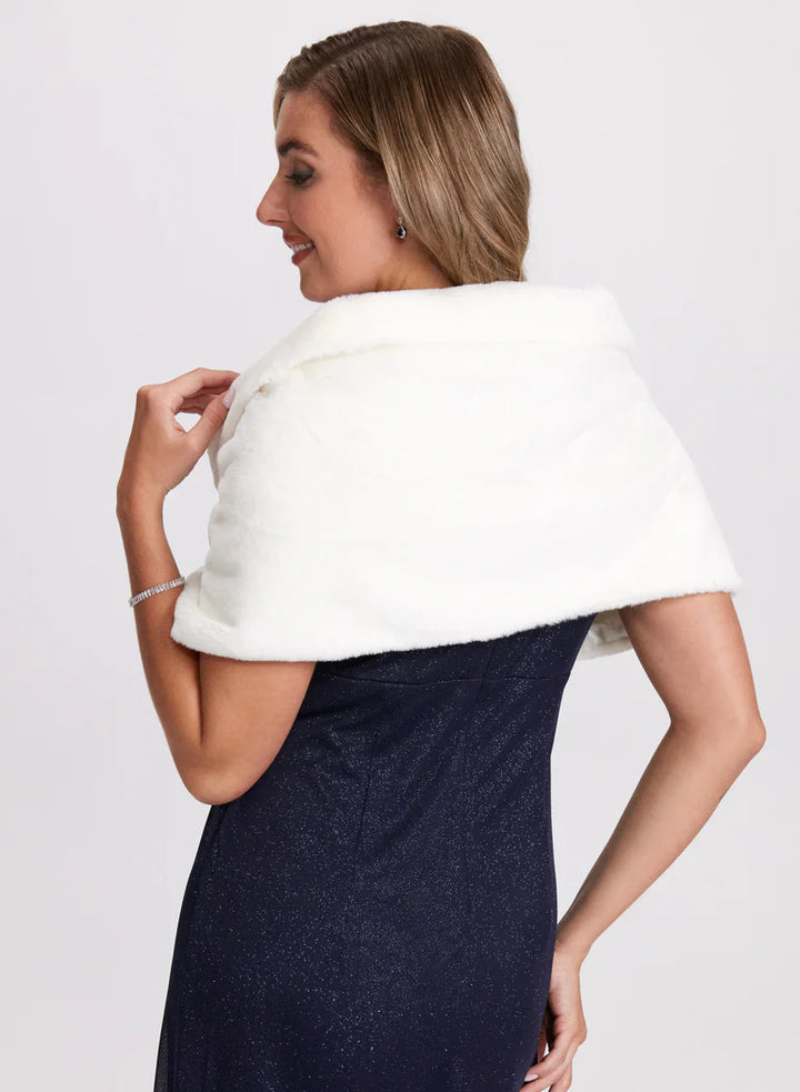 LAURA Rhinestone Clip Faux Fur Stole
